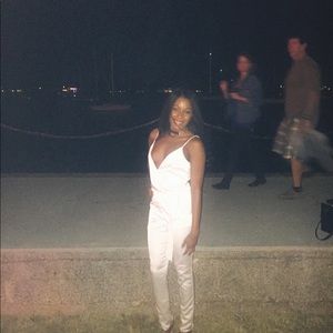 White satin jumpsuit